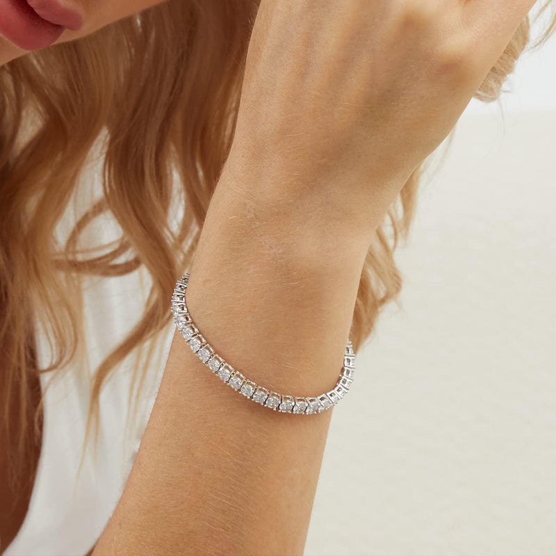 TIKJE 925 Sterling Silver 2-7mm Cubic Zirconia Classic Tennis Bracelet | White Gold Bracelets for Women | Size 6-8.5 inches - Image 4
